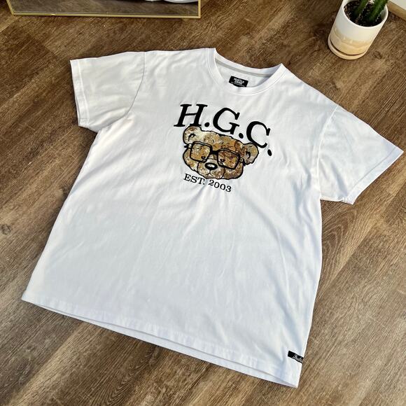 Hustle Gang White Embroidered Bear T Shirt - Picture 2 of 9